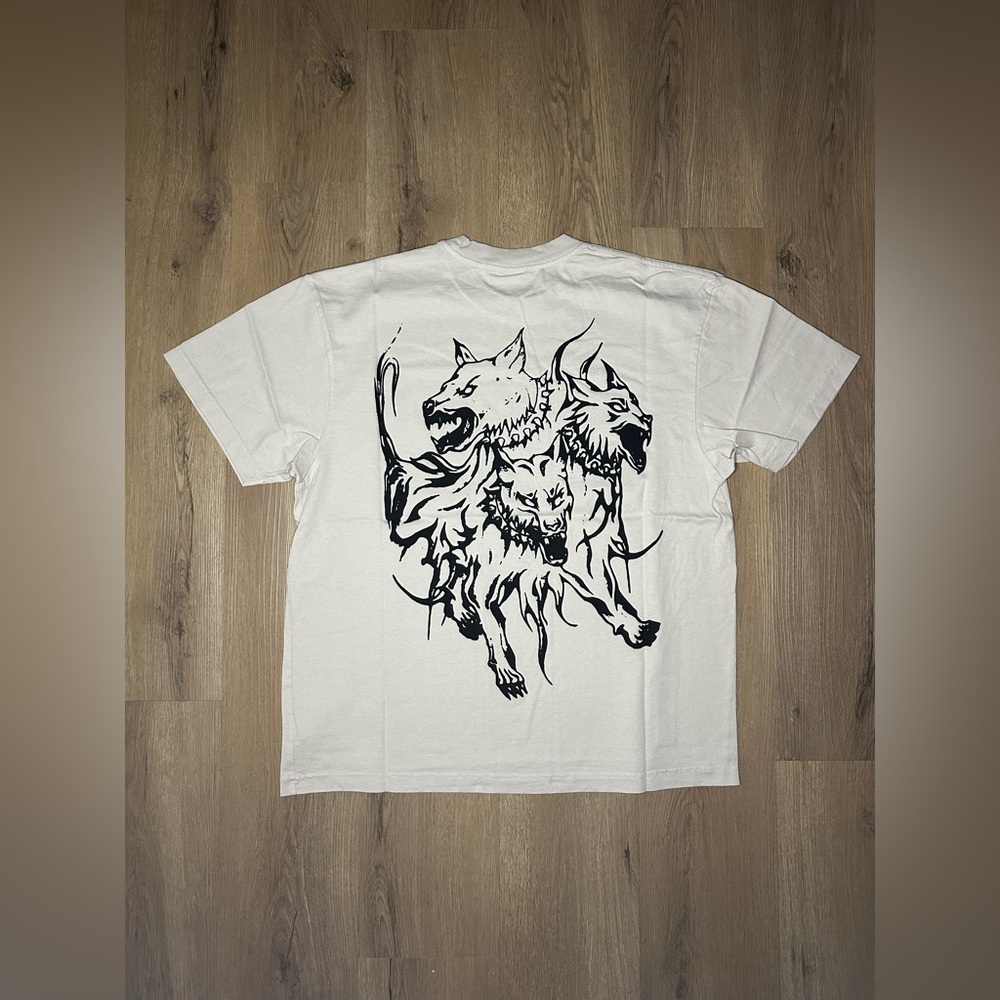 Revenge x City Morgue Lightning Logo Cerberus ‘Cement/Red’ T-Shirt